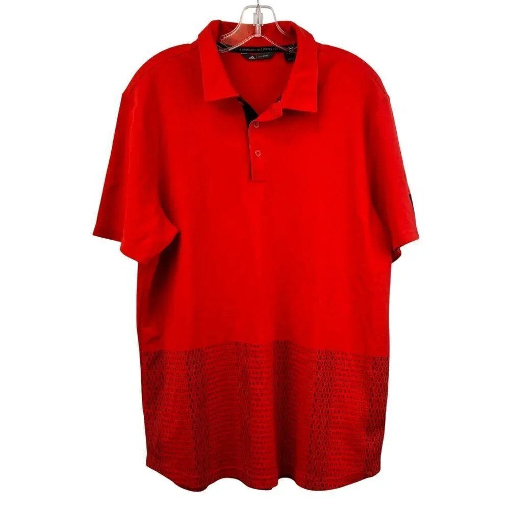 Adidas Men’s Adicross Short Sleeve Polo Shirt Vermillion Size Large Orange/Black